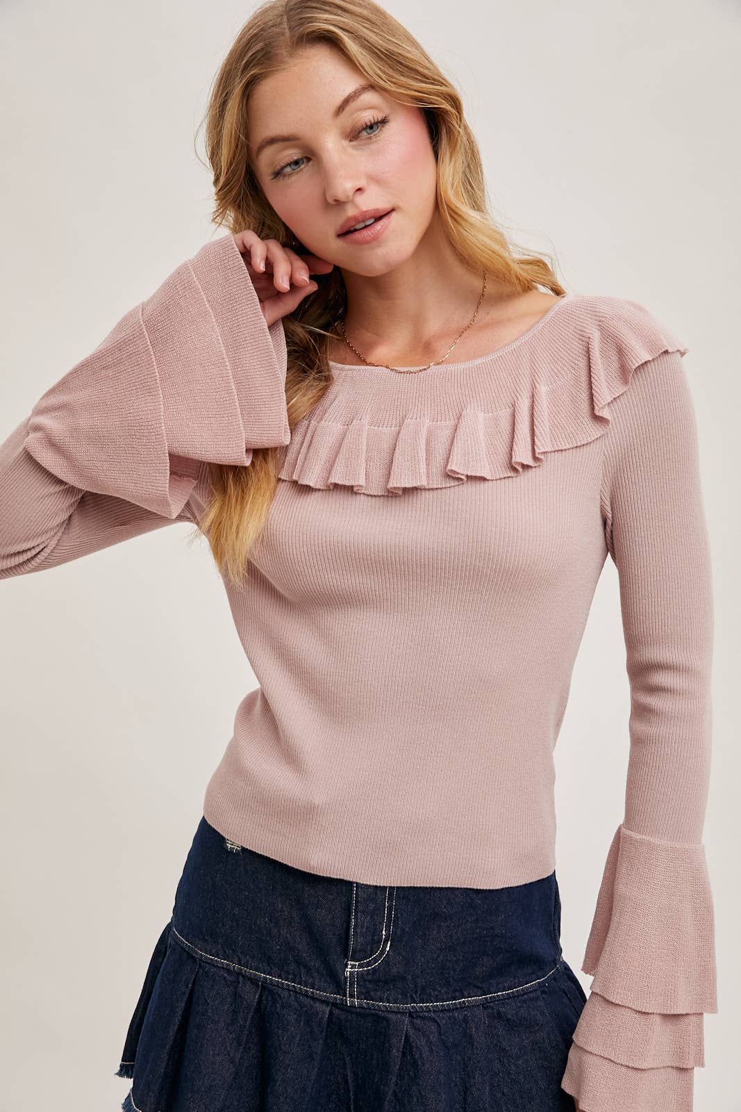 Rose Ruffled Sweater