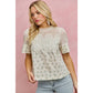 FLORAL PRINT LACE TRIM COTTON BLOUSE TOP: BLUE / S