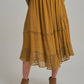 CRINKLED WOVEN BOHO MIDI SKIRT _JLB80101-01: OLIVE / S-M-L(2-2-2)