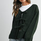 Knot Front Long Sleeve V-Neck Cardigan - BMC7914: TAUPE / S