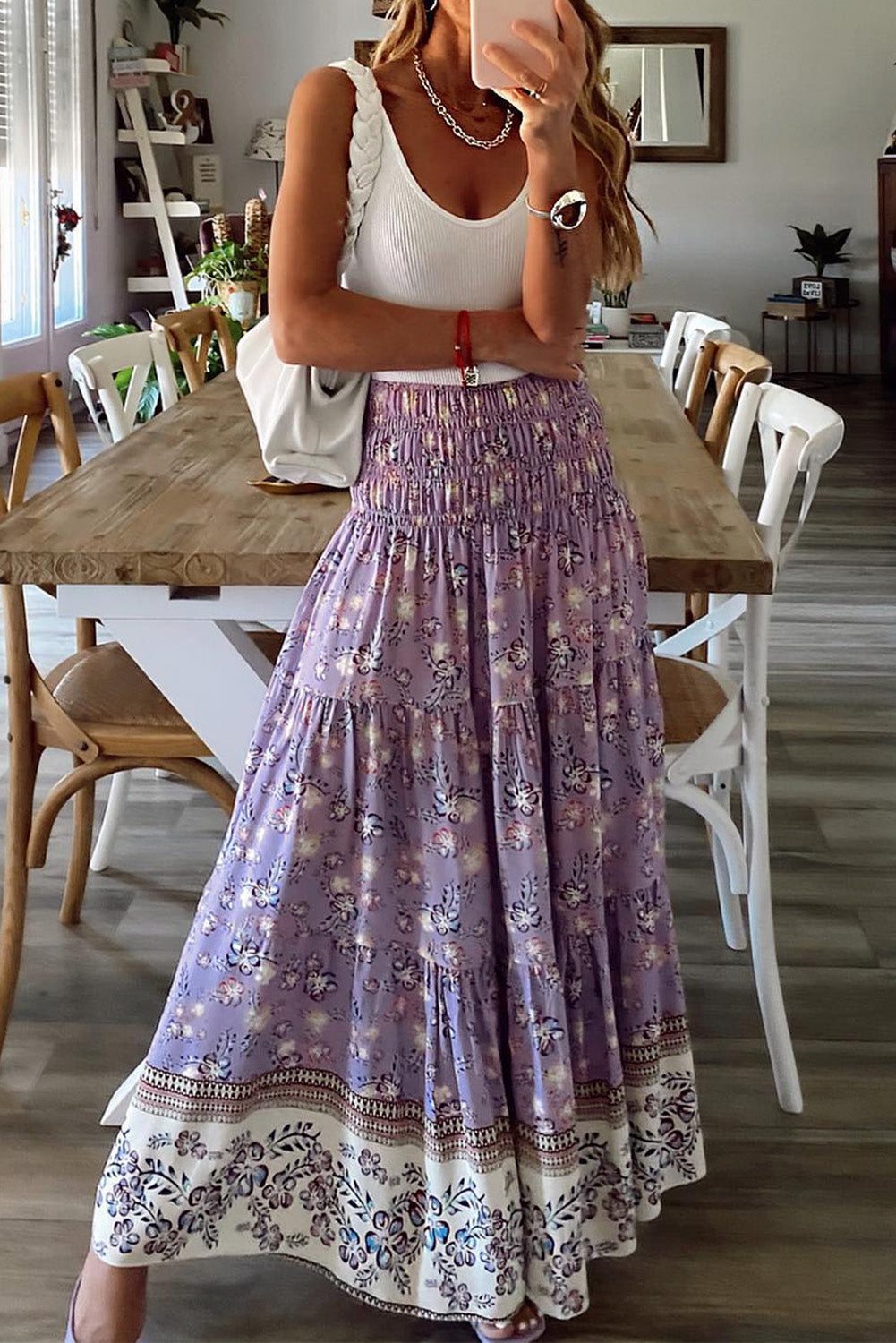 Purple Floral Maxi Skirt