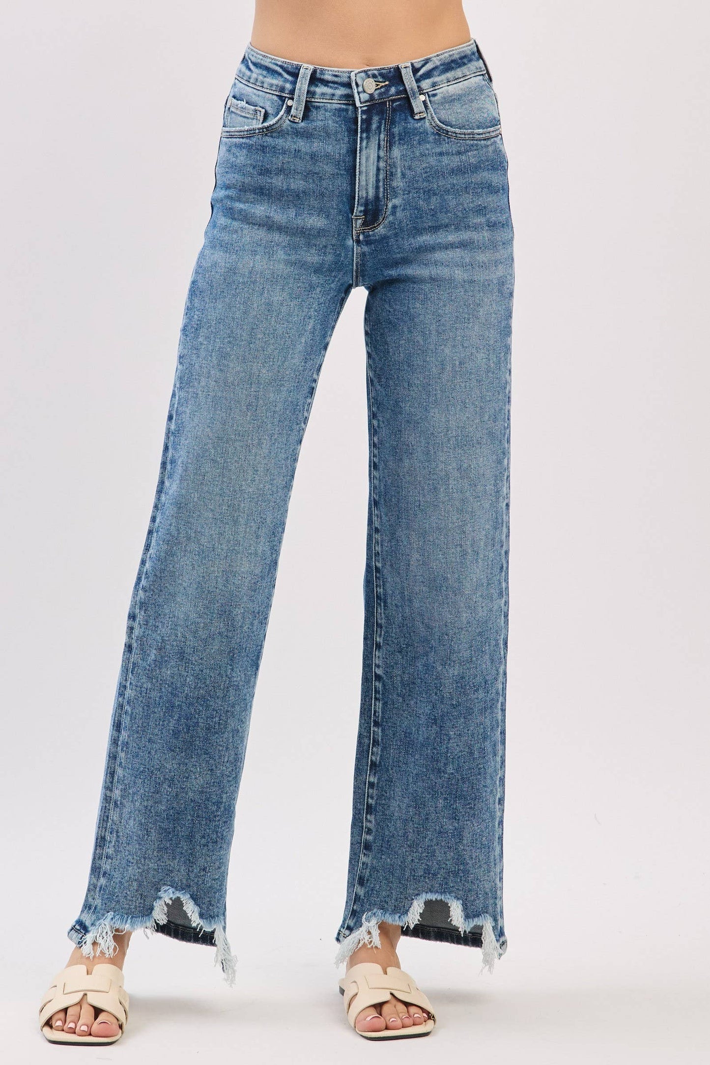High Rise Slim Wide Jeans