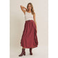 RUSTIC WEEKEND TWOFER MAXI DRESS WITH CASCADING RUFFLES: COCONUT BROWN / S