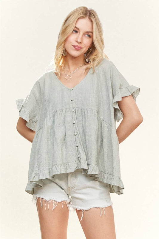 Sage Button Down Blouse