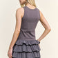 Grey Sleeveless Ruffle Mini