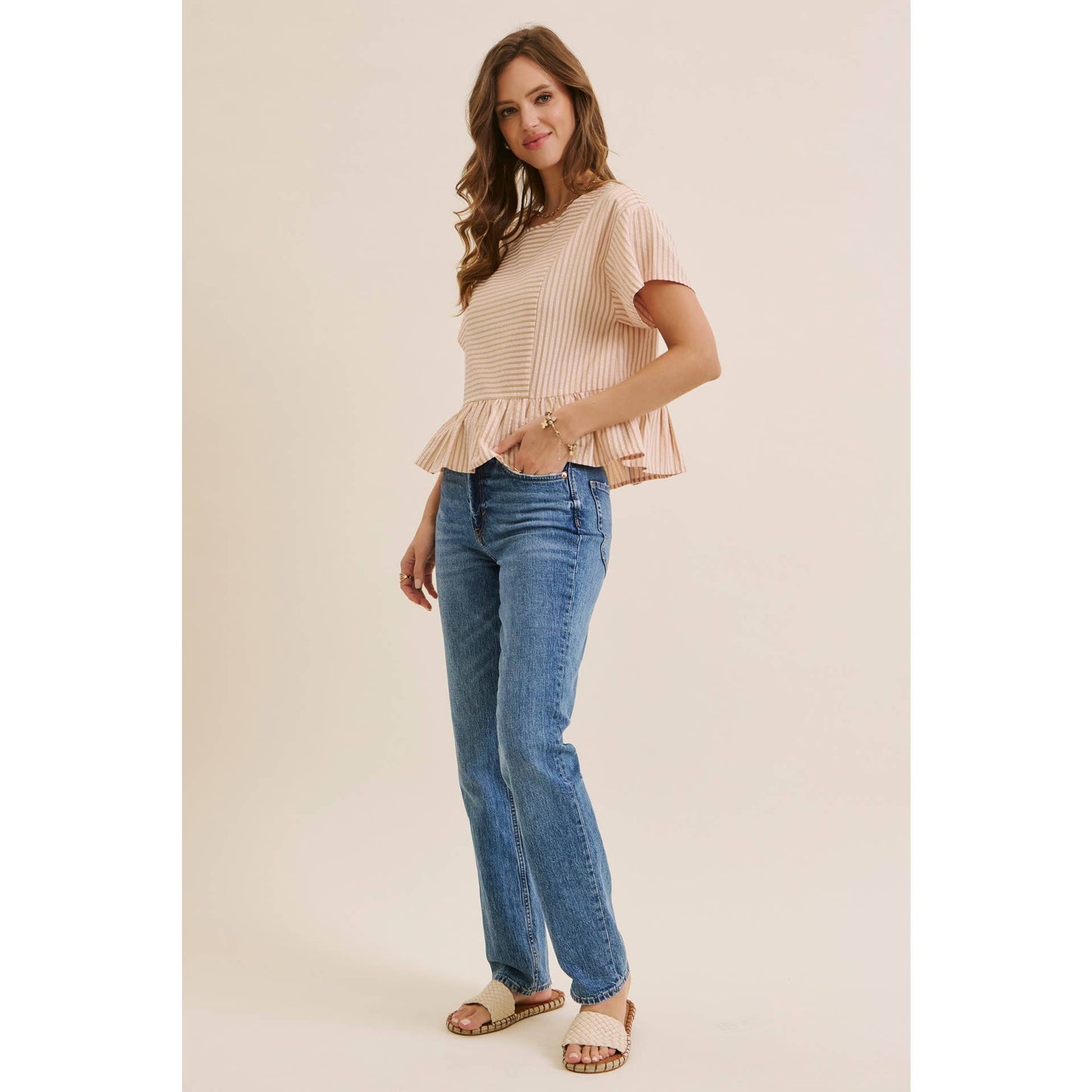 Salmon Stripe Peplum
