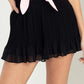 Black Pleated High-Waist Shorts