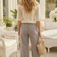 Brown Gingham Ruffled Pants
