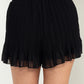 Black Pleated High-Waist Shorts