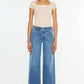 MID RISE WIDE LEG JEANS-KC70100MD: MED DARK / 1/24