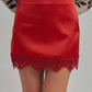 SATIN TEXTURE MINI SKIRT WITH SHORTS LINING_JLB80108-01: CHOCOLATE/OATMEAL / S-M-L(2-2-2)
