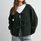 Knot Front Long Sleeve V-Neck Cardigan - BMC7914: TAUPE / S