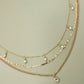 MULTI LAYER STONE CHAIN TEARDROP CHARM NECKLACE | 40NK9637: GOLD
