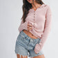 5221HK Button Front Cropped Knit Cardigan: Pink / Contemporary / L