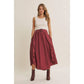 RUSTIC WEEKEND TWOFER MAXI DRESS WITH CASCADING RUFFLES: COCONUT BROWN / S