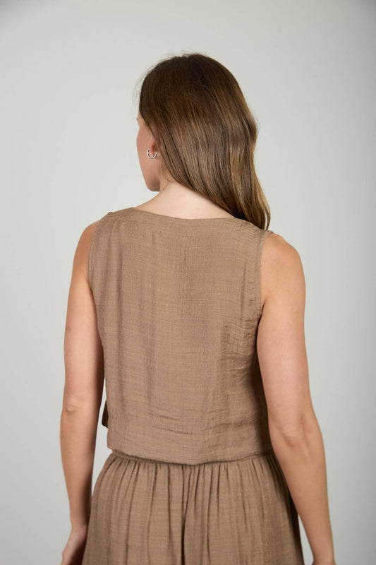 Mocha Button Down Top