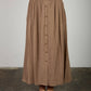 Mocha Button Down Midi Skirt