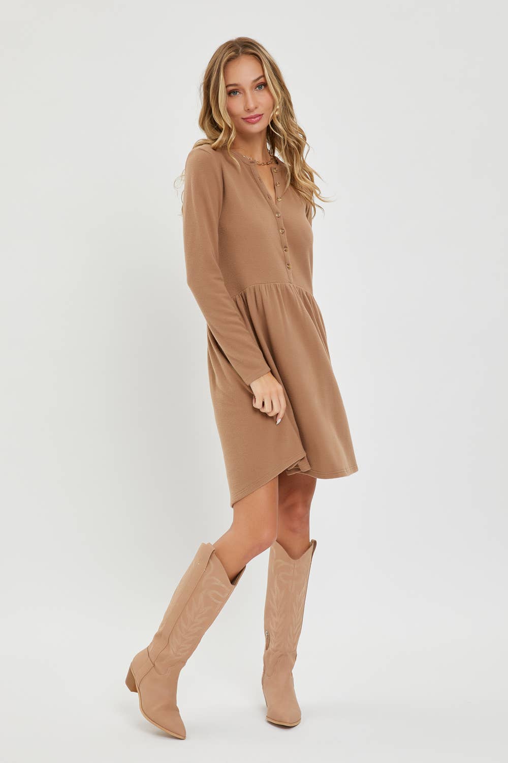 Soft Mocha Mini Dress