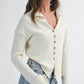 5221HK Button Front Cropped Knit Cardigan: Pink / Contemporary / S