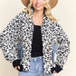 LESW4150-LEOPARD PRINT JACKET WITH DENIM POCKETS: Brown / ONESIZE(6)