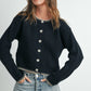 Women's Crewneck Cardigan Sweater - BMC7526: TAUPE / BLACK / S