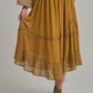 CRINKLED WOVEN BOHO MIDI SKIRT _JLB80101-01: OLIVE / S-M-L(2-2-2)