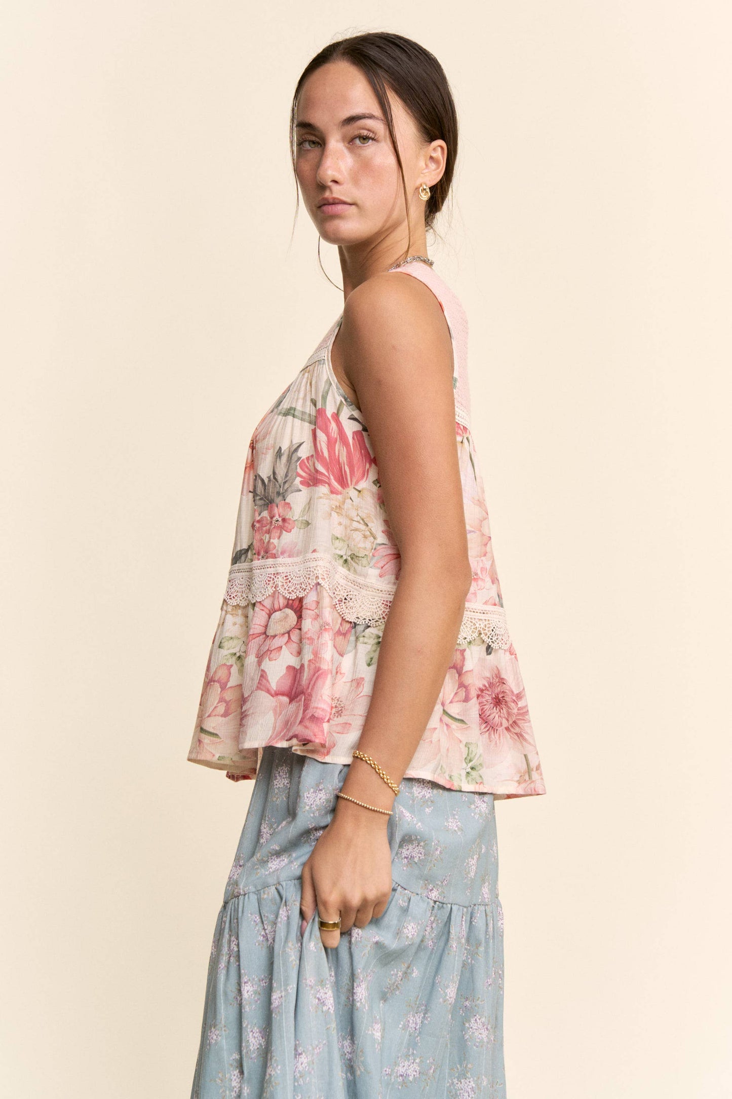 Pink Lace Babydoll Tank