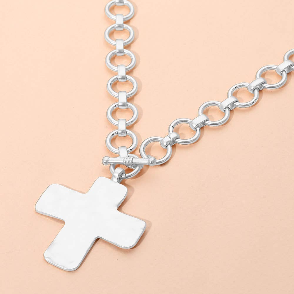 Hammered Cross Necklace