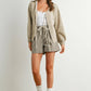 Knot Front Long Sleeve V-Neck Cardigan - BMC7914: TAUPE / M
