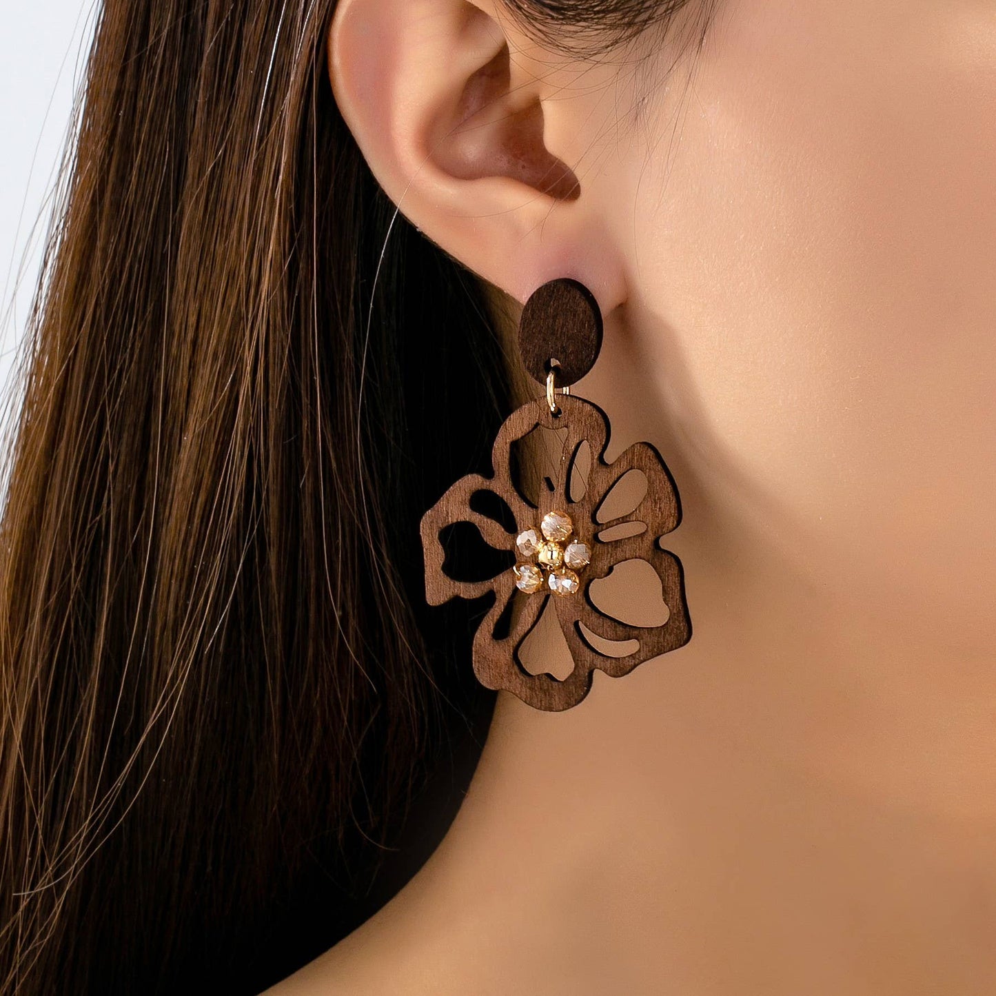 Wooden Floral Earrings