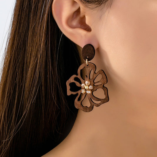 Wooden Floral Earrings