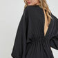 Black Satin V Neck Dress