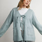 Knot Front Long Sleeve V-Neck Cardigan - BMC7914: TAUPE / M