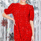 Velvet Sequin Accent Knee Dress VD82073: Grey / L