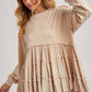 TIERED RUFFLE HEM SWEATSHIRT: OATMEAL / S