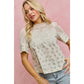FLORAL PRINT LACE TRIM COTTON BLOUSE TOP: BLUE / S