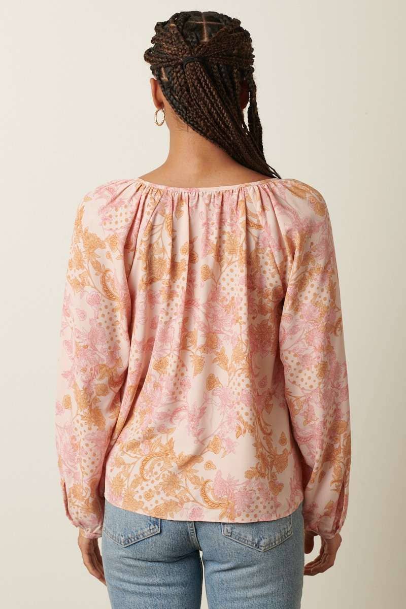 Pink Flower Print Blouse