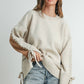 Crew Neck Long Sleeve Pullover Sweater - BMW7587: TAUPE MULTI / S