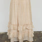 PLAID RUFFLED TIERED HEM MIDI SKIRT: BROWN