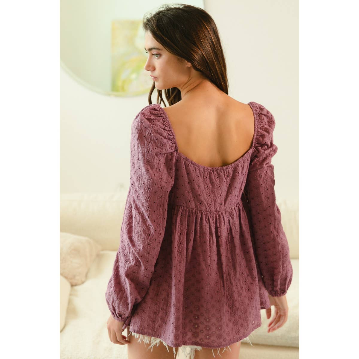 Violet Eyelet Top