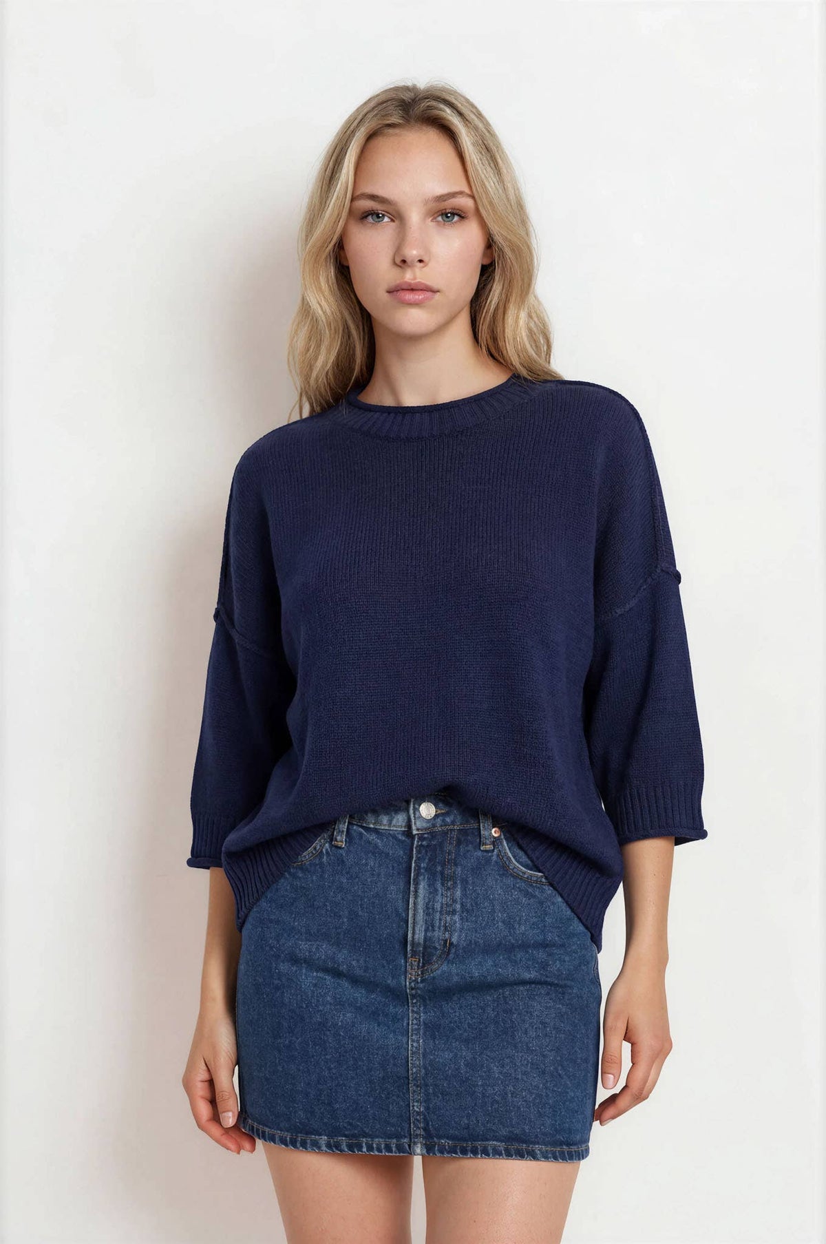 EXPOSED SEAM DROP SHOULDER SHORT SLEEVE PULLOVER : CHOCOLATE BROWN