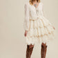 Ecru Tiered Scallop Mini Dress