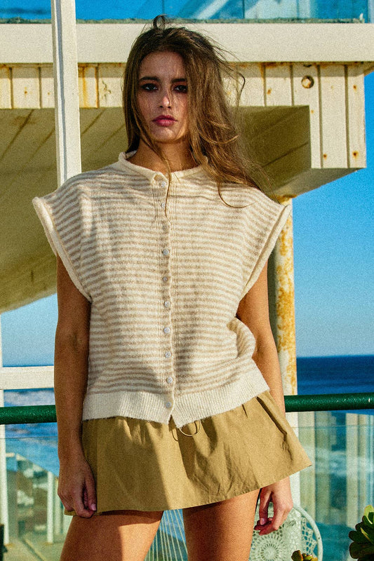 Oatmeal Stripe Cardigan