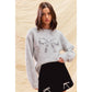 RIBBON SEQUINS CHRISTMAS HOLIDAY SWEATER TOP: LT GREY/SILVER / S