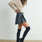 Women's Crewneck Cardigan Sweater - BMC7526: TAUPE / BLACK / S