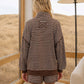 Striped Chocolate Brown Half Zip