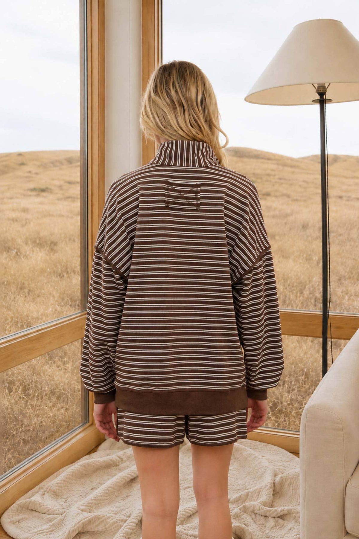 Striped Chocolate Brown Half Zip