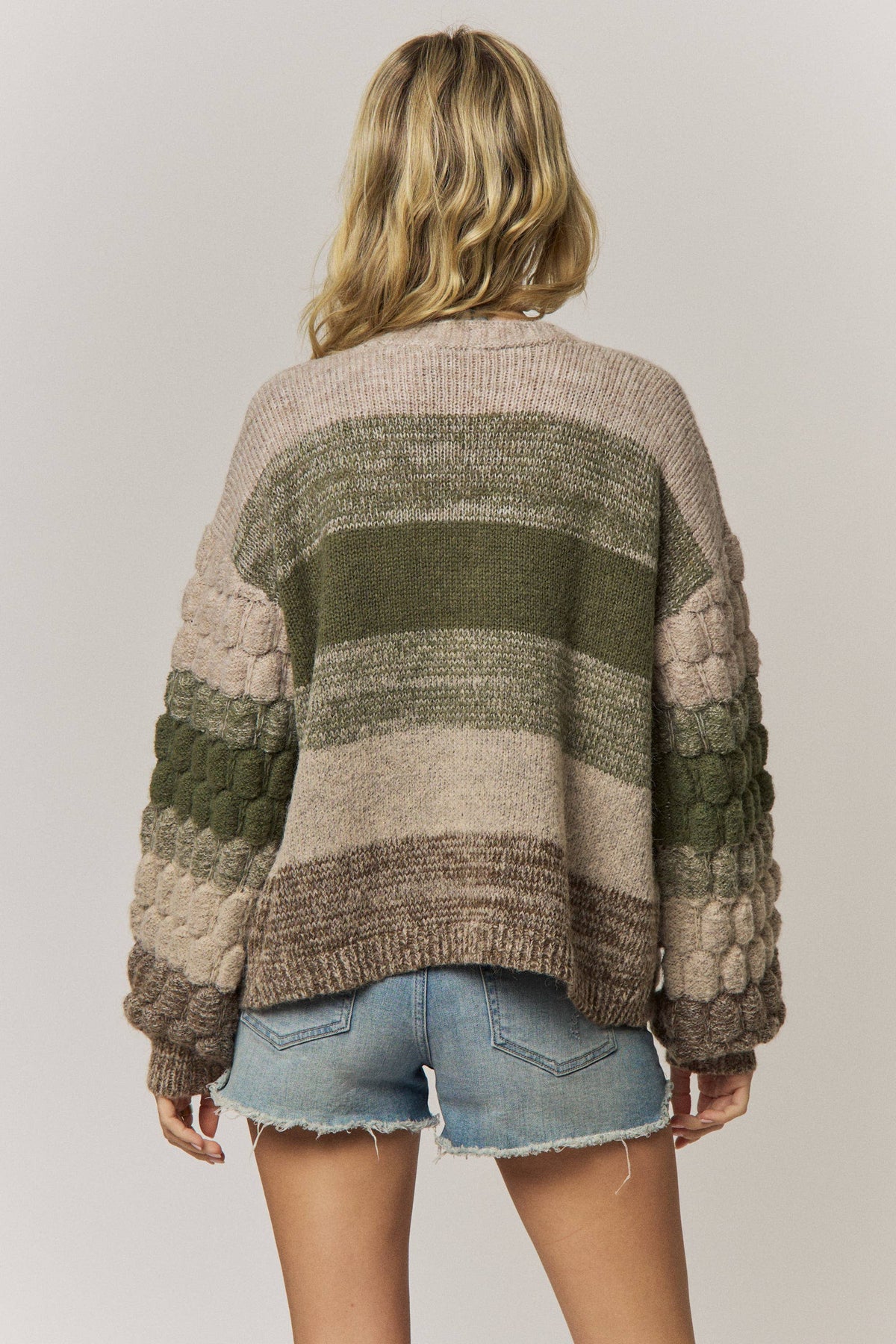 Olive Bubble Knit Cardigan