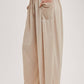 RELAXED KNIT SMOCKED TOP AND WIDE PANTS SET: Beige / S