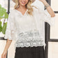 LET3907- BELL SLEEVE LACE TOP: KHAKI / S/M-M/L(3-3)
